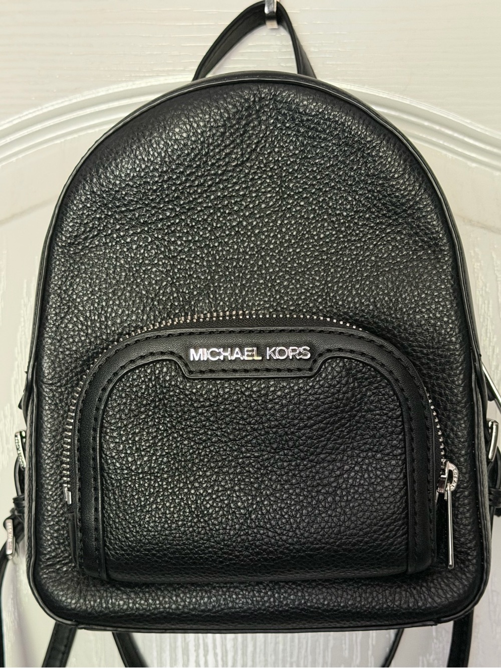 Michael Kors Black Pebbled Leather Mini Backpack with Front Pocket